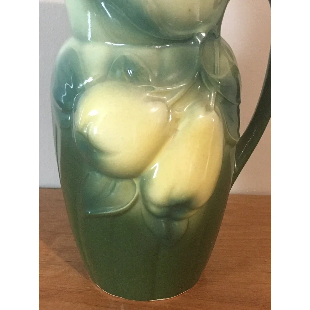 Vintage Royal Copley Green/Yellow CERAMIC PITCHER WITH PEARS